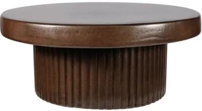 Emery Outdoor Ceramic Futed Coffee Table - Handcrafted - Brown