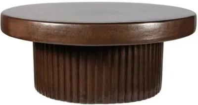 Emery Outdoor Ceramic Futed Coffee Table - Handcrafted - Brown