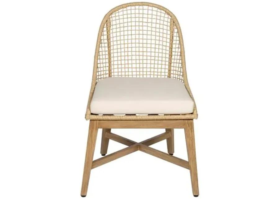 Set of 2 Sandy Outdoor Dining Chairs - Natural/Ivory - Brown