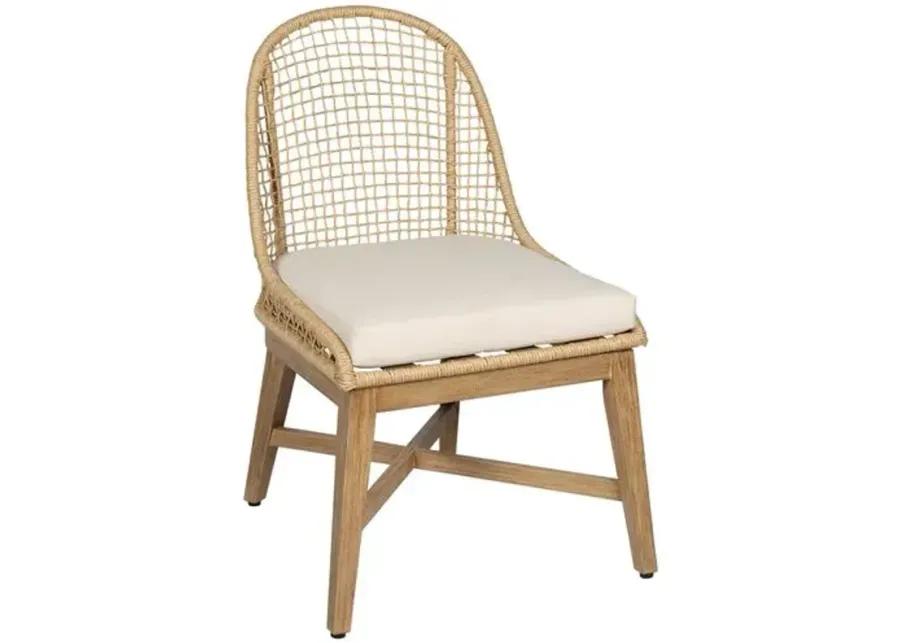 Set of 2 Sandy Outdoor Dining Chairs - Natural/Ivory - Brown