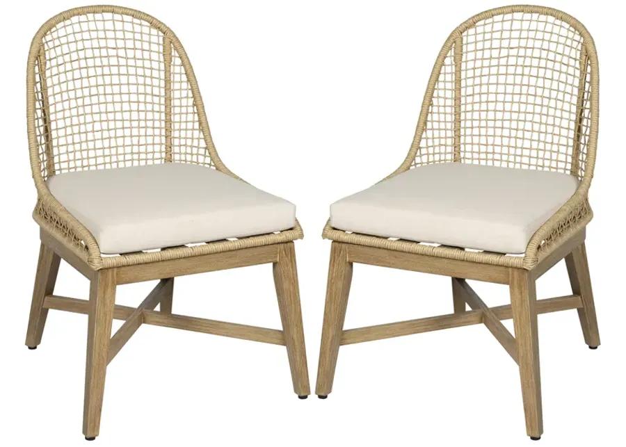 Set of 2 Sandy Outdoor Dining Chairs - Natural/Ivory - Brown