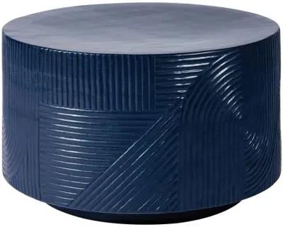 Mars Outdoor Textured Ceramic 24" Drum Table - Handcrafted - Blue