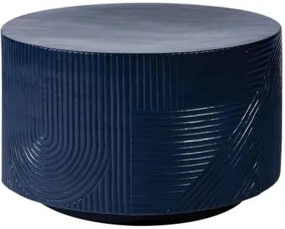 Mars Outdoor Textured Ceramic 24" Drum Table - Handcrafted - Blue