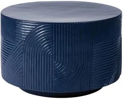 Mars Outdoor Textured Ceramic 24" Drum Table - Handcrafted - Blue