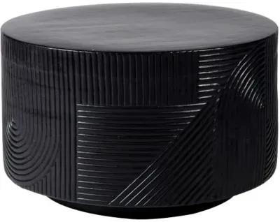 Mars Outdoor Textured Ceramic 24" Drum Table - Handcrafted - Black