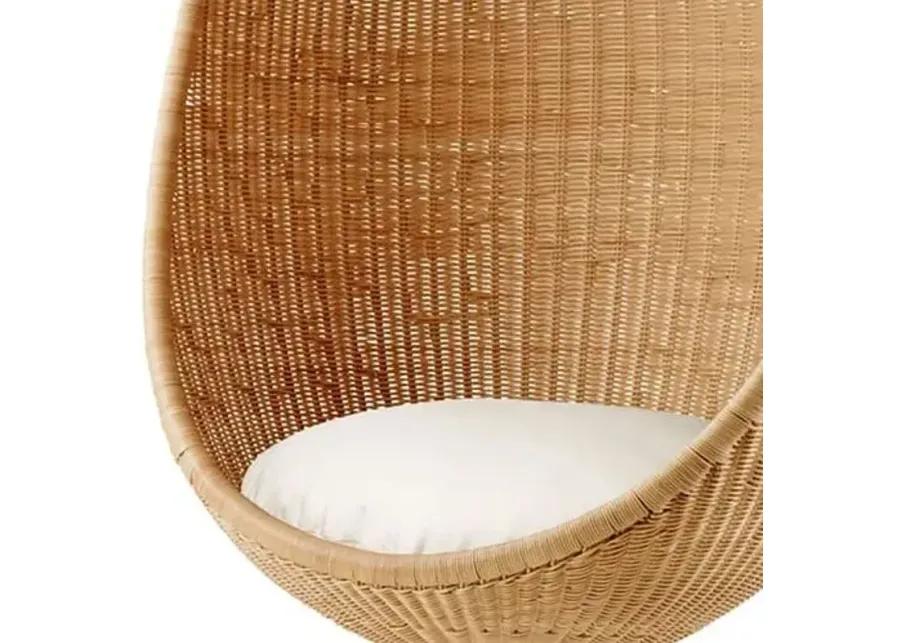 Rattan Hanging Egg Chair - Natural/White - Sika Design - Brown