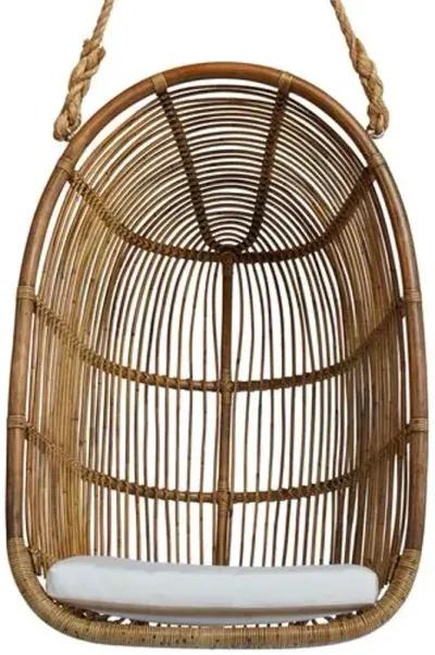 Renoir Rattan Hanging Swing Chair - Antique/White - Sika Design - Brown