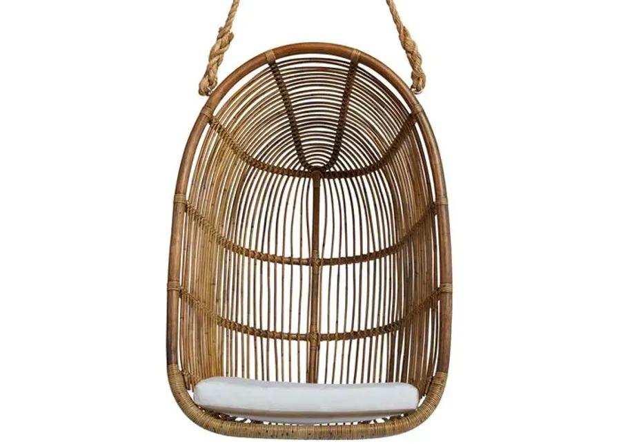 Renoir Rattan Hanging Swing Chair - Antique/White - Sika Design - Brown