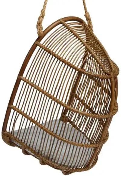 Renoir Rattan Hanging Swing Chair - Antique/White - Sika Design - Brown