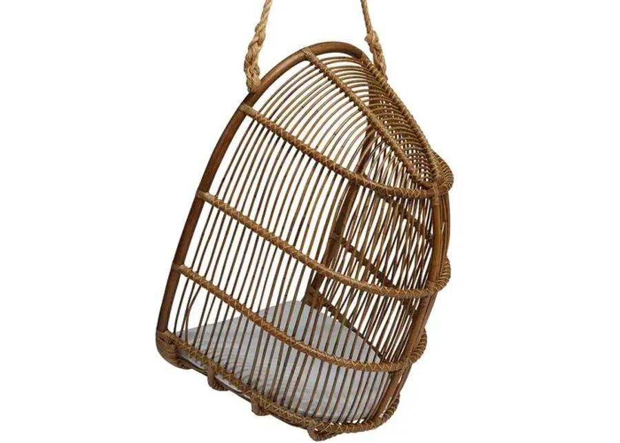 Renoir Rattan Hanging Swing Chair - Antique/White - Sika Design - Brown