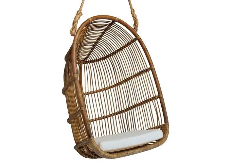 Renoir Rattan Hanging Swing Chair - Antique/White - Sika Design - Brown