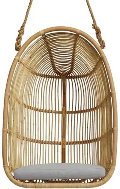 Renoir Rattan Hanging Swing Chair - Natural/Seagull Grey - Sika Design - Brown