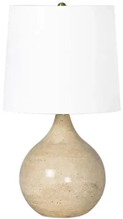 Noa Travertine Mini Table Lamp - Natural - Regina Andrew - Multi