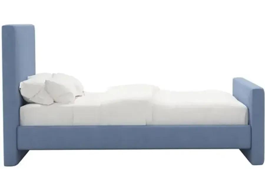 Lenora Platform Bed - Linen - Blue, Upholstered, Comfortable & Durable