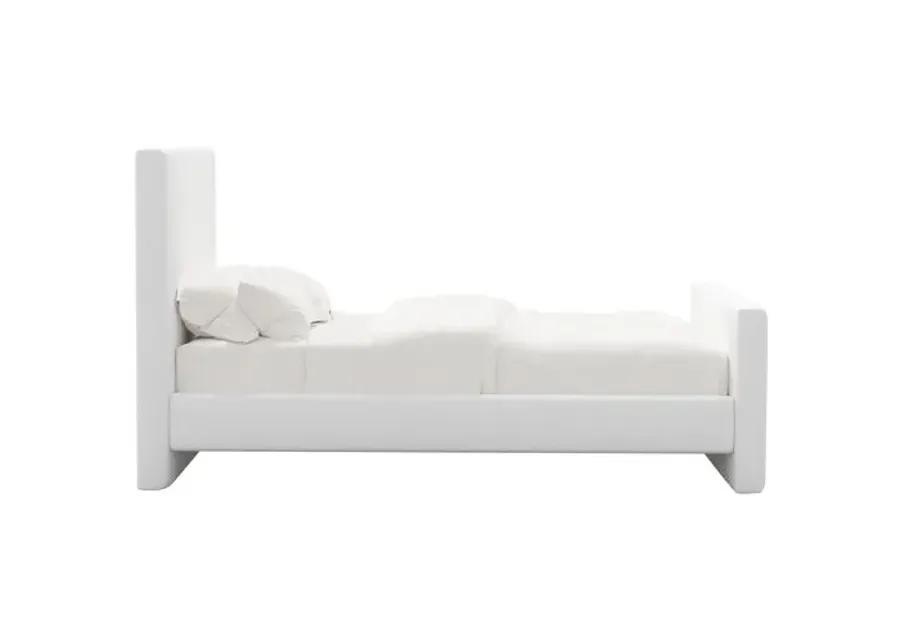 Lenora Platform Bed - Linen - White, Upholstered, Comfortable & Durable