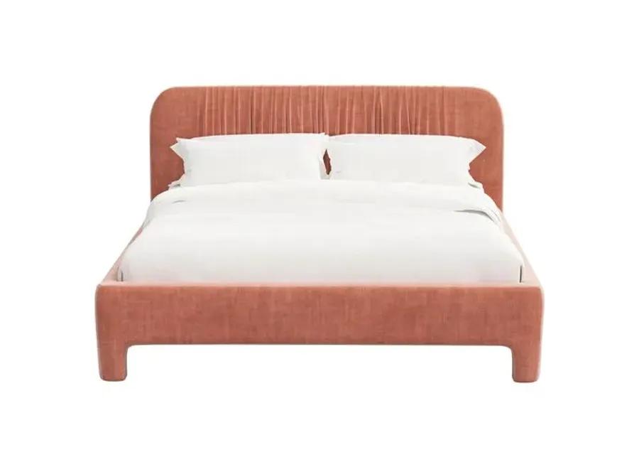 Juniper Platform Bed - Velvet - Pink, Upholstered, Comfortable & Durable