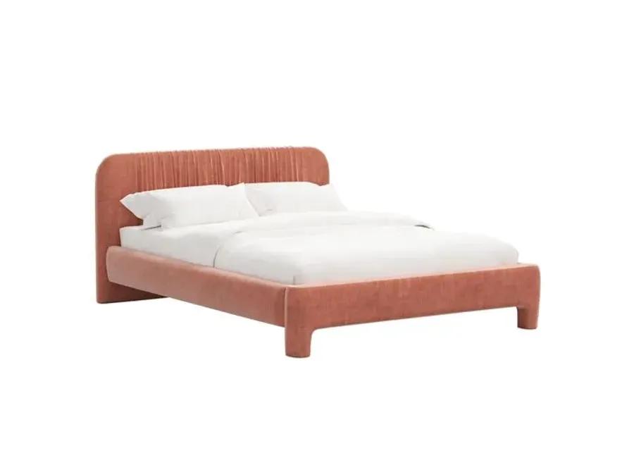 Juniper Platform Bed - Velvet - Pink, Upholstered, Comfortable & Durable