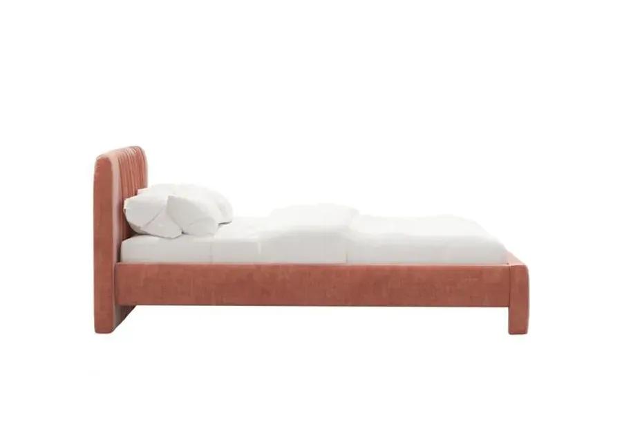 Juniper Platform Bed - Velvet - Pink, Upholstered, Comfortable & Durable