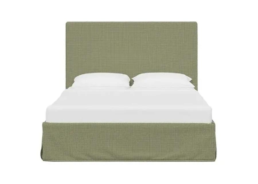 Juliet Slipcover Bed - Houndstooth Avocado - Handcrafted - Green