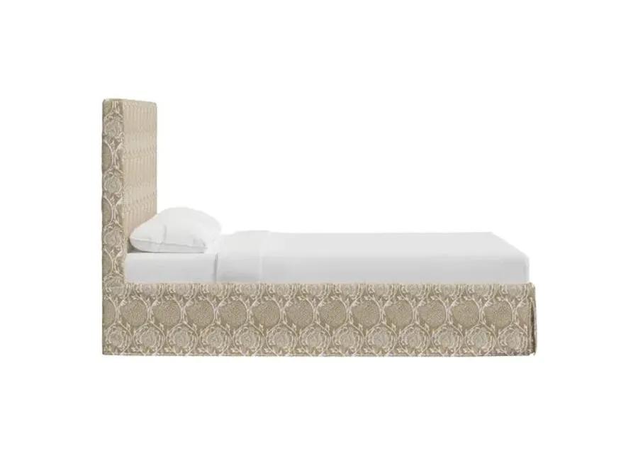 Juliet Slipcover Bed - Ranjit Floral - Handcrafted - Beige