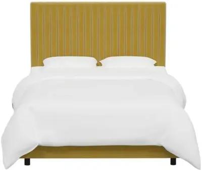 Rosalie Channeled Bed - Velvet - Handcrafted - Yellow