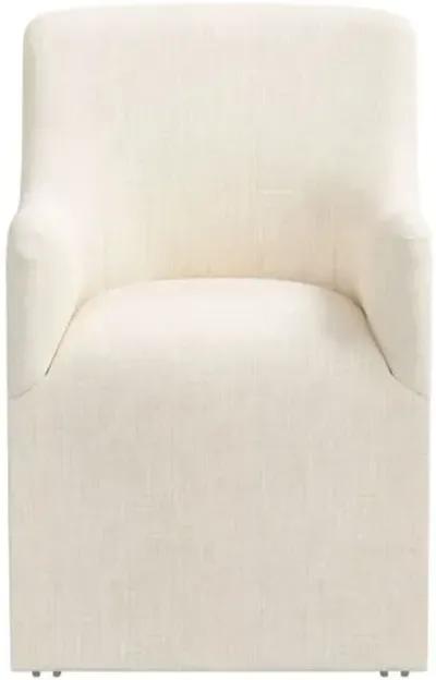 Tess Dining Armchair with Casters - Linen - Handcrafted - Ivory