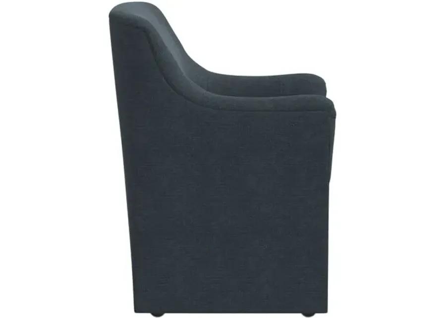 Tess Dining Armchair with Casters - Linen - Handcrafted - Blue