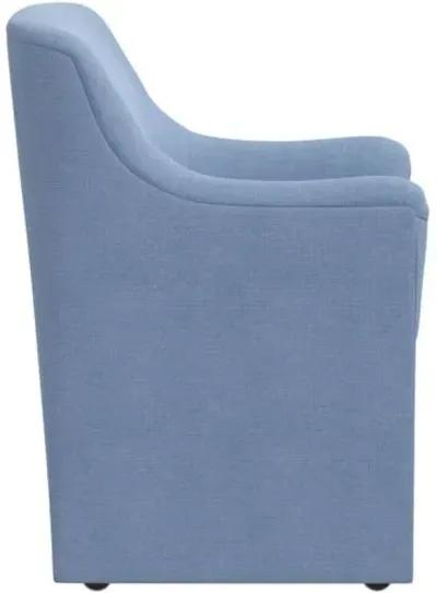 Tess Dining Armchair with Casters - Linen - Handcrafted - Blue