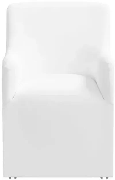 Tess Dining Armchair with Casters - Linen - Handcrafted - White