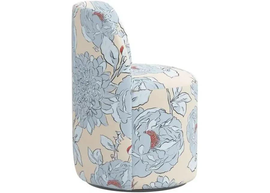 Cora Dining Swivel Chair - Icy Blue Floral - Handcrafted