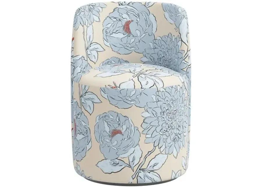 Cora Dining Swivel Chair - Icy Blue Floral - Handcrafted