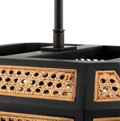 Georgia Rattan Chandelier - Natural/Old Bronze - Black