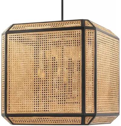 Georgia Rattan Chandelier - Natural/Old Bronze - Black