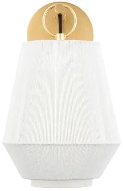 Debi Belgian Linen Wall Sconce - White/Aged Brass - Gold