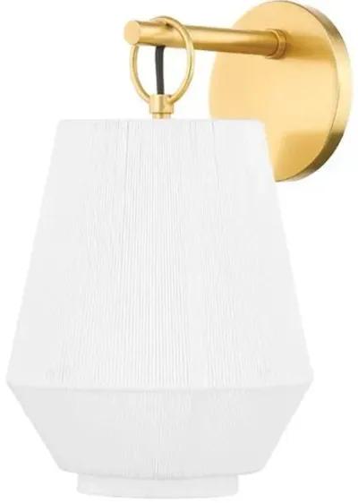 Debi Belgian Linen Wall Sconce - White/Aged Brass - Gold