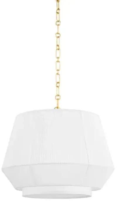 Debi Belgian Linen Pendant - White/Aged Brass - Gold