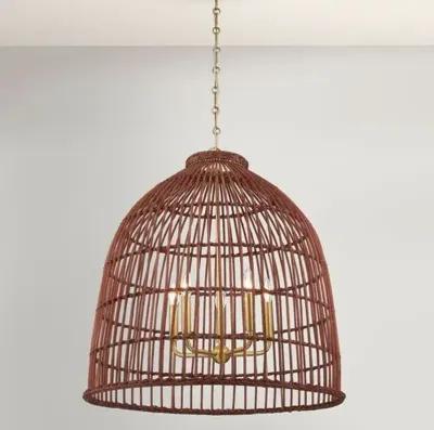 Jordan Rattan Pendant - Aged Brass/Natural - Gold