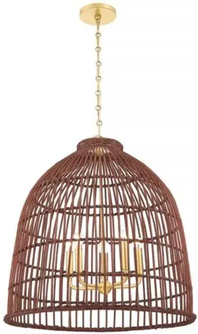 Jordan Rattan Pendant - Aged Brass/Natural - Gold