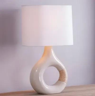 Mindy Round Table Lamp - Ivory Crackle