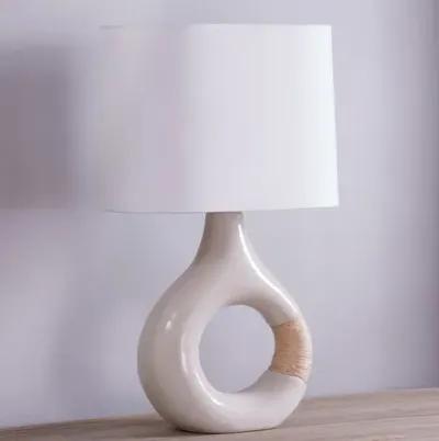 Mindy Round Table Lamp - Ivory Crackle