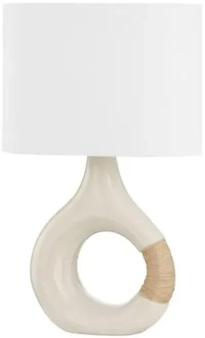 Mindy Round Table Lamp - Ivory Crackle