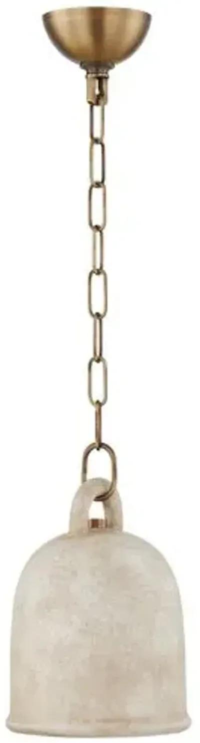 Lauren Liess - Relic Ceramic Bell Pendant - Patina Brass/Textured White - Brown