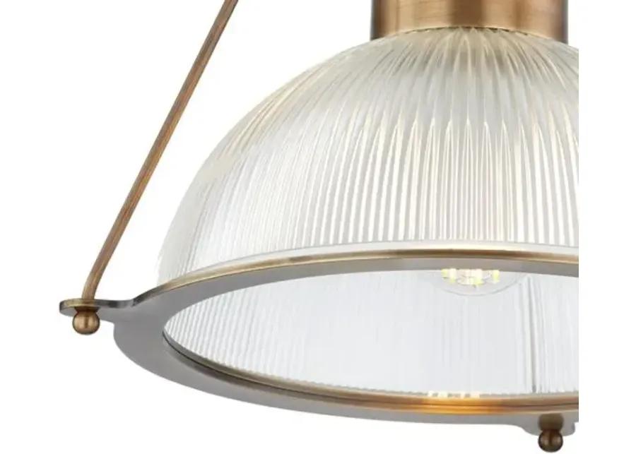 Lauren Liess - Glint Semi Flush Mount - Patina Brass/Ribbed Glass - Brown