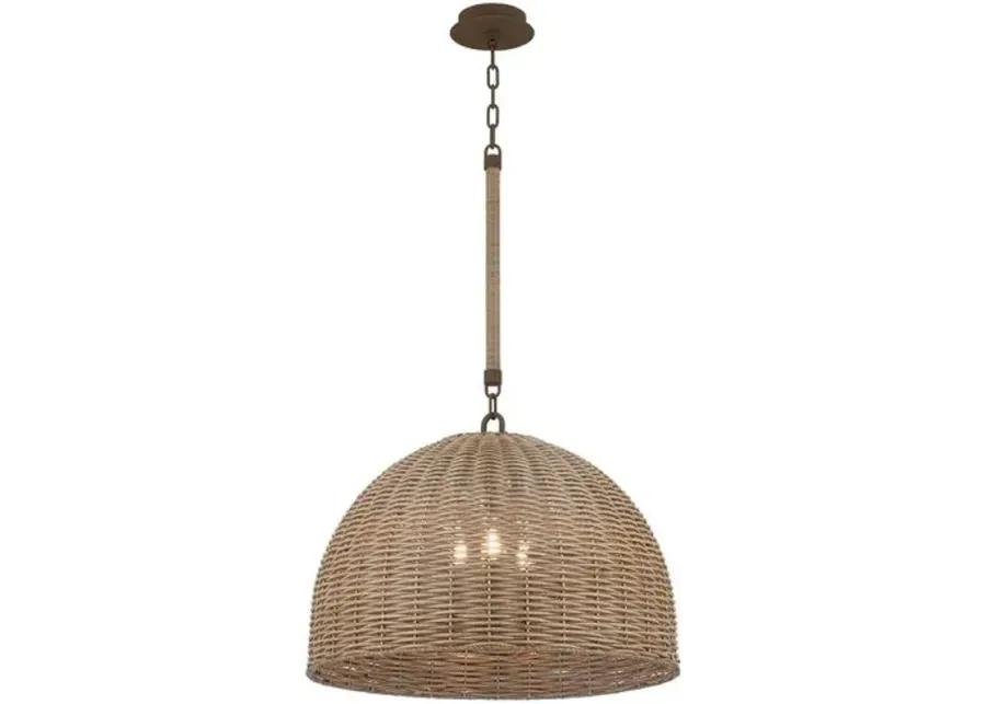 Hue Faux Rattan Outdoor Pendant - Textured Bronze - Brown