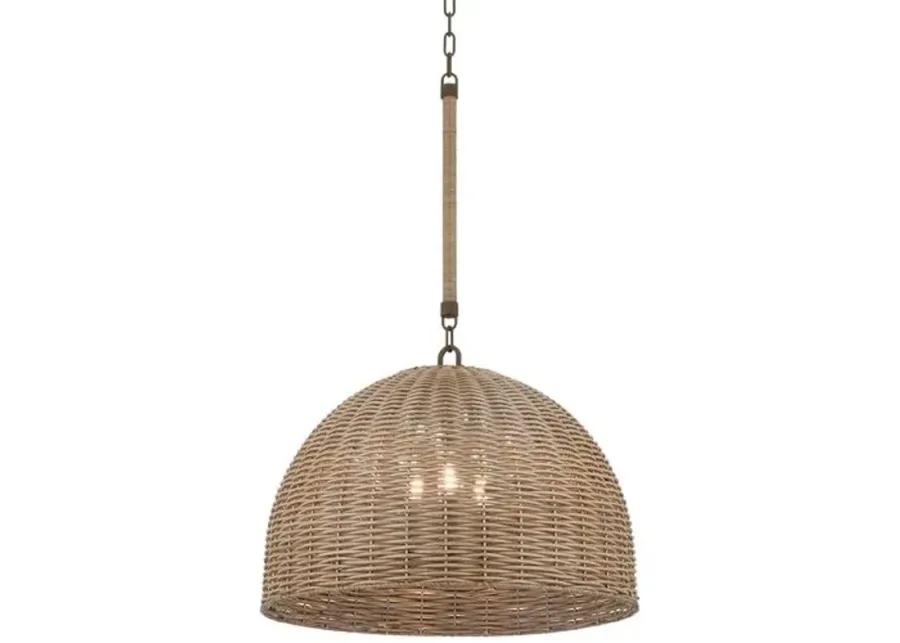 Hue Faux Rattan Outdoor Pendant - Textured Bronze - Brown