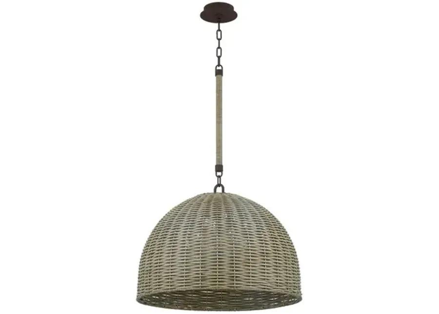 Hue Faux Rattan Outdoor Pendant - Textured Bronze - Brown