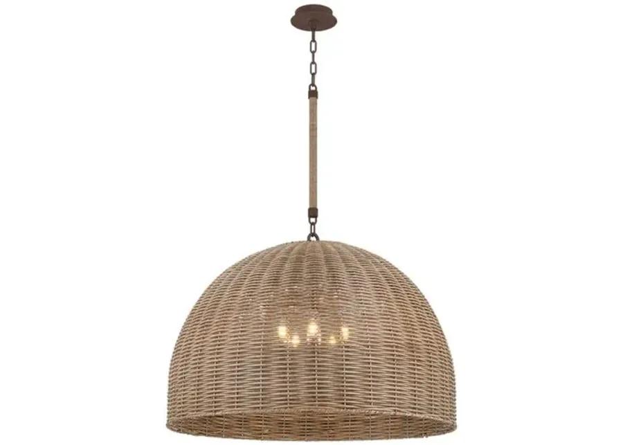 Hue Faux Rattan Outdoor Pendant - Textured Bronze - Brown