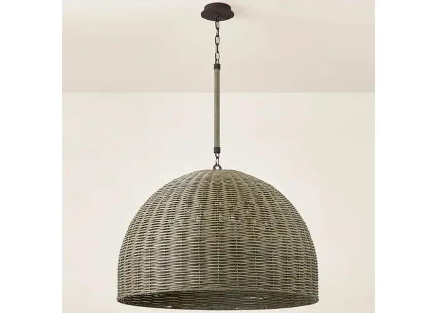 Hue Faux Rattan Outdoor Pendant - Textured Bronze - Brown