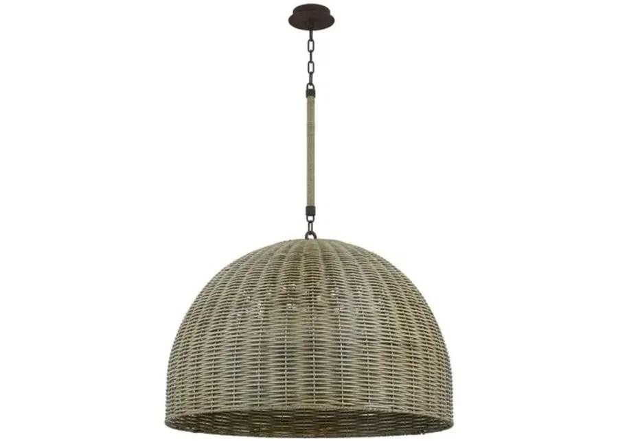 Hue Faux Rattan Outdoor Pendant - Textured Bronze - Brown