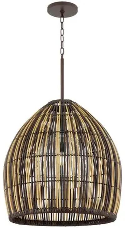 Hugh Outdoor Chandelier - Textured Bronze - Brown